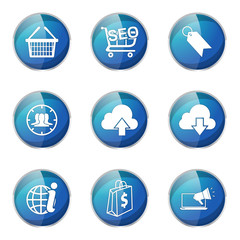 SEO Internet Sign Blue Vector Button Icon Design Set 7