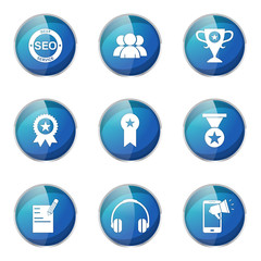 SEO Internet Sign Blue Vector Button Icon Design Set 9