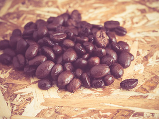 Coffee beans  with filter effect retro vintage style