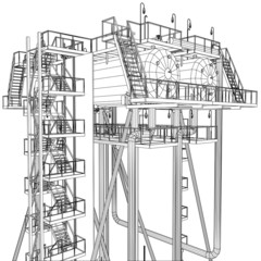 Wire-frame Oil and Gas industrial equipment. Tracing