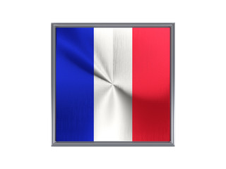 Square metal button with flag of france