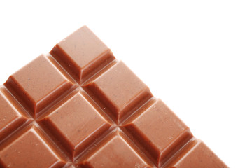 Milk chocolate bar close up