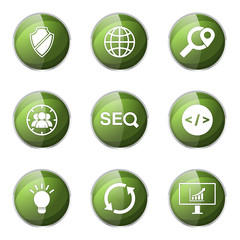 SEO Internet Sign Green Vector Button Icon Design Set 2