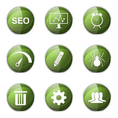 SEO Internet Sign Green Vector Button Icon Design Set 8
