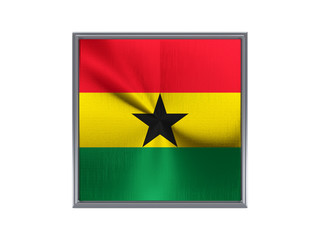 Square metal button with flag of ghana