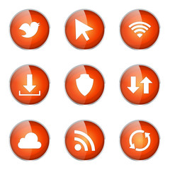 Protection Web Internet Orange Vector Button Icon Design Set