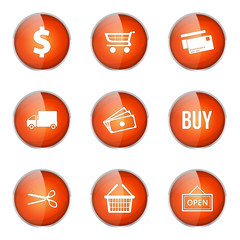 Shopping Sign Orange Vector Button Icon Design Set