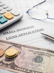 Fototapeta premium small business loan application on the desk.
