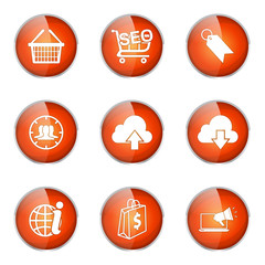 SEO Internet Sign Orange Vector Button Icon Design Set 7