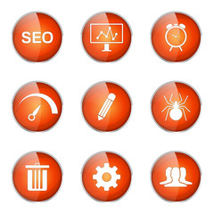 SEO Internet Sign Orange Vector Button Icon Design Set 8