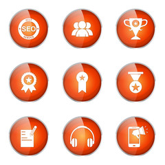 SEO Internet Sign Orange Vector Button Icon Design Set 9