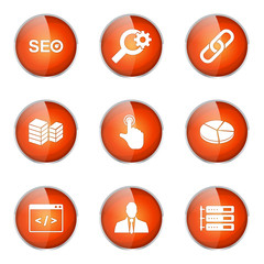 SEO Internet Sign Orange Vector Button Icon Design Set 11