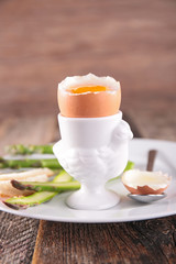 soft boiled egg and asparagus