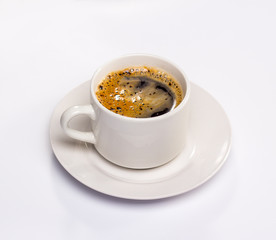 isolated coffee cup and saucer. 