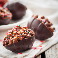 Homemade Chocolate Eggs with Rice and Wheat Cereal