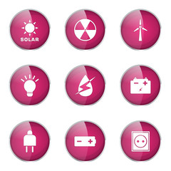 Energy Sign And Symbol Pink Vector Button Icon