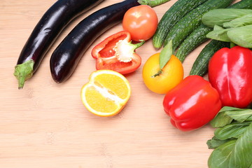 healthy organic vegetables on a wood background