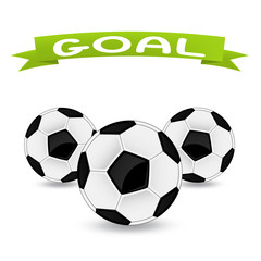 Obraz premium vector illustration of three soccer balls