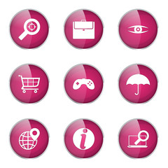 SEO Internet Sign Pink Vector Button Icon Design Set 10