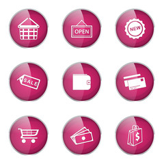 Shopping Sign Pink Vector Button Icon Design Set 2