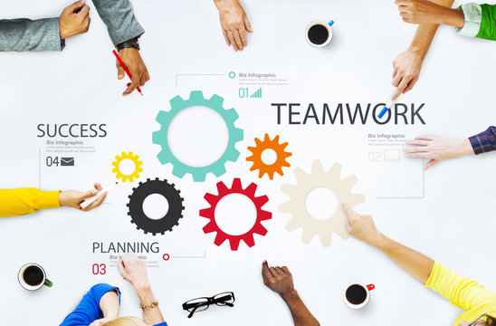 Teamwork Team Group Gear Partnership Cooperation Concept