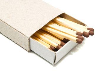 matchbox with matches on white