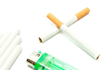 few cigarettes and green lighter