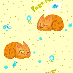 sleeping cats. seamless pattern