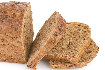 Slices of brown bread on table