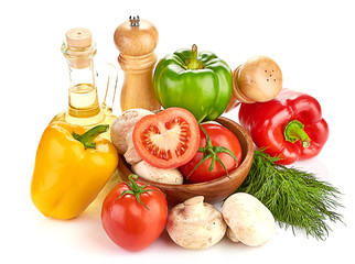 Fresh vegetables and mushrooms