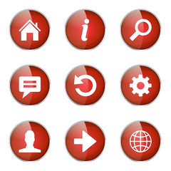 Web Internet Red Vector Button Icon Design Set
