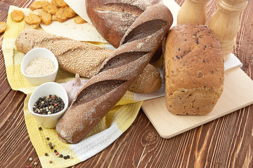 Different bread. Food background.