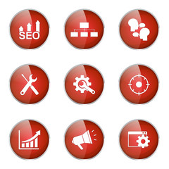 SEO Internet Sign Red Vector Button Icon Design Set 5