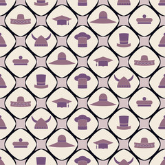 Seamless background with different hats