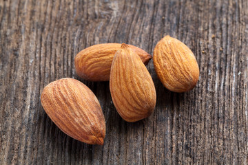 almonds on wood background