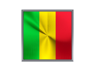 Fototapeta premium Square metal button with flag of mali