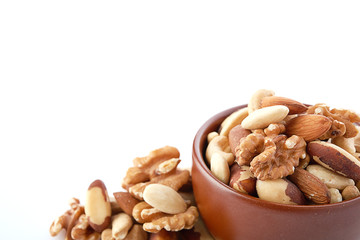 Mix nuts  on white background