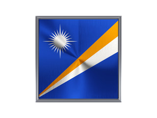 Fototapeta premium Square metal button with flag of marshall islands