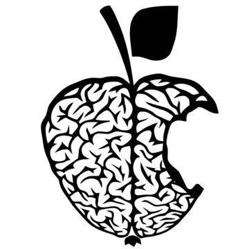 bitten Brain Shaped Apple vector