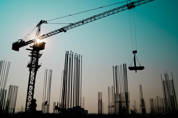 Tower crane in construction