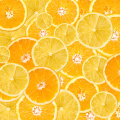 Orange And Lemon Slice Abstract Seamless Pattern