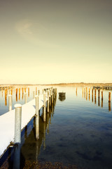 jetty on lake chiemsee, snow (203)