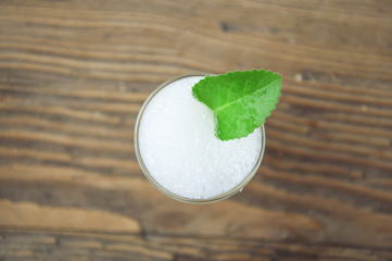 foam in a glass container