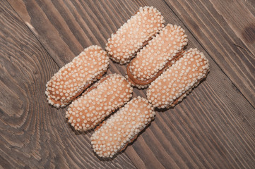 some cookies on wooden background