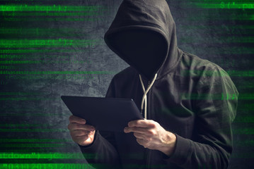 Anonymous unrecognizable man with digital tablet computer