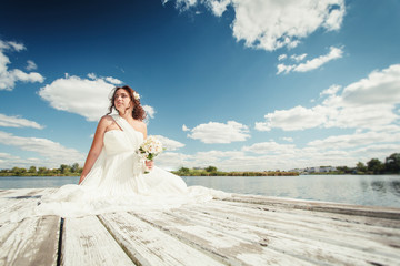 Fototapeta na wymiar bride, sky, clouds