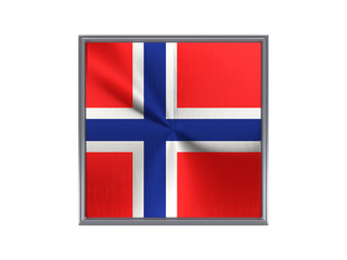 Obraz premium Square metal button with flag of norway