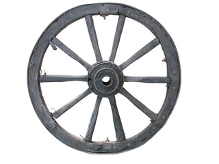 Fototapeta premium Antique Cart Wheel made of wood and iron-lined, isolated