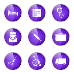 Hospital Health Violet Vector Button Icon Design Set