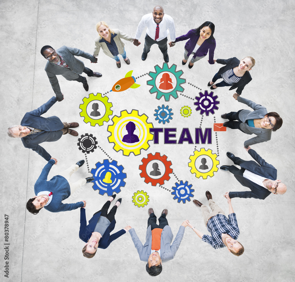 Wall mural Business People Connection Togetherness Gear Corporate Team - Wall murals